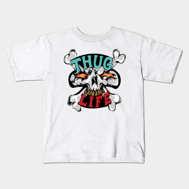 Thug Life Skull II Kids T-Shirt by salesgod